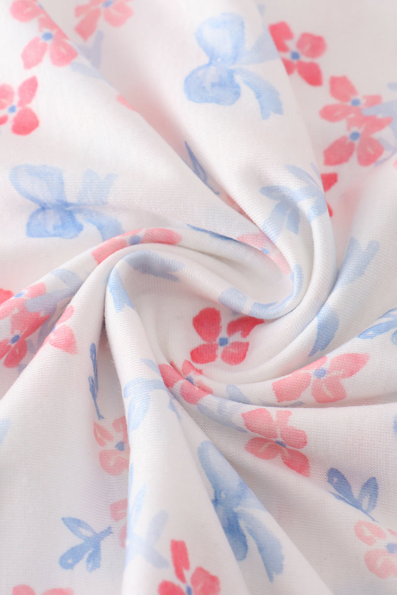 Blue bow lattice print blanket