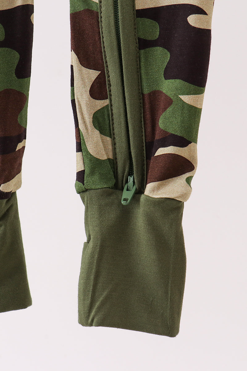Classic Camo bamboo zipper romper