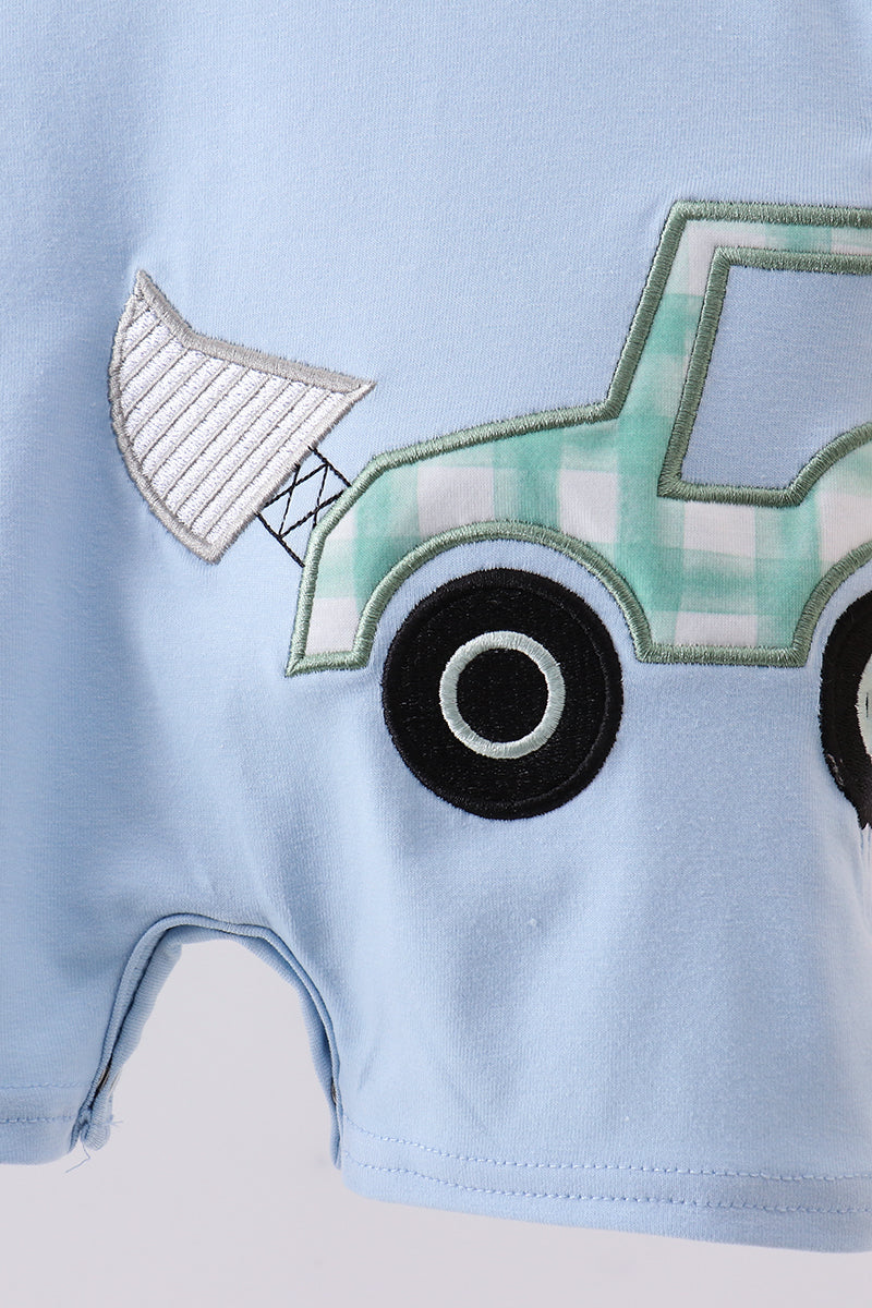 Blue engineering vehicle applique jonjon
