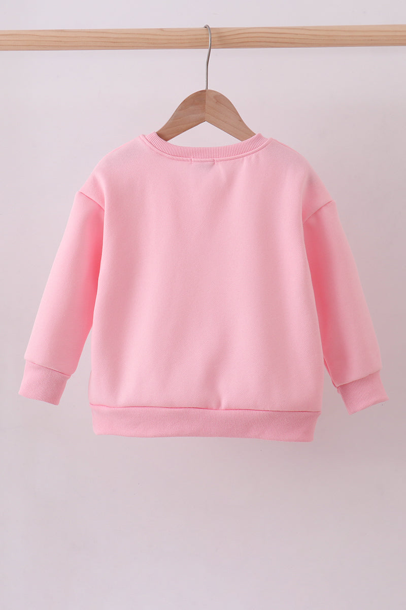 Pink heart love smile sequin fleece mom&me sweatshrit