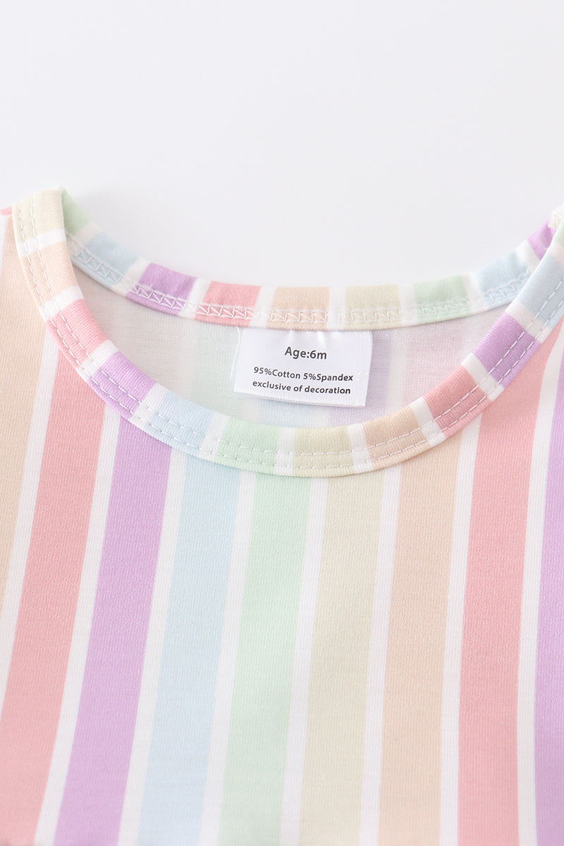 Multicolored stripe ruffle girl bubble