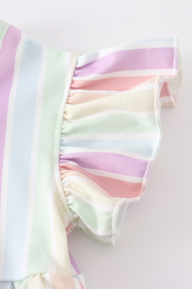 Multicolored stripe ruffle girl bubble