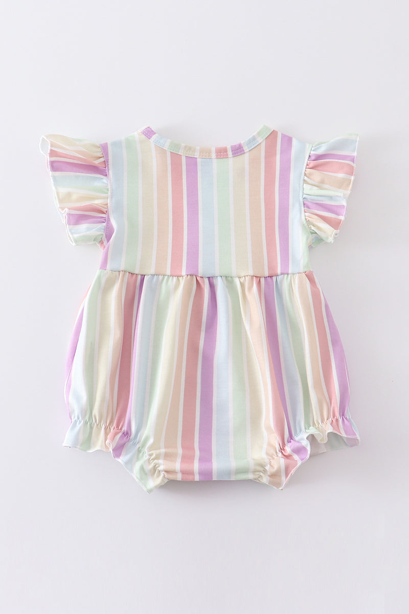 Multicolored stripe ruffle girl bubble