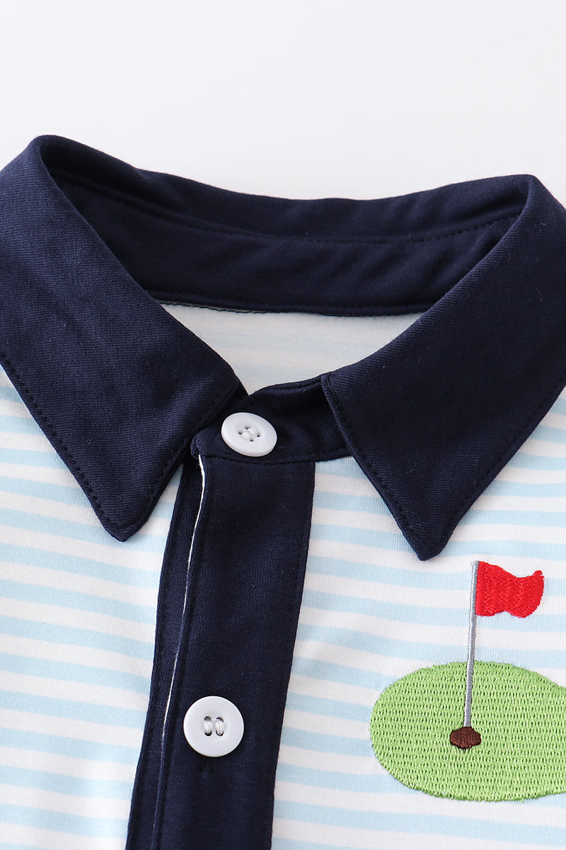 Stripe golf embroidery boy top