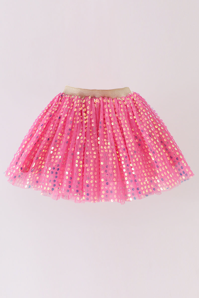 Magenta sequin tulle tutu skirt