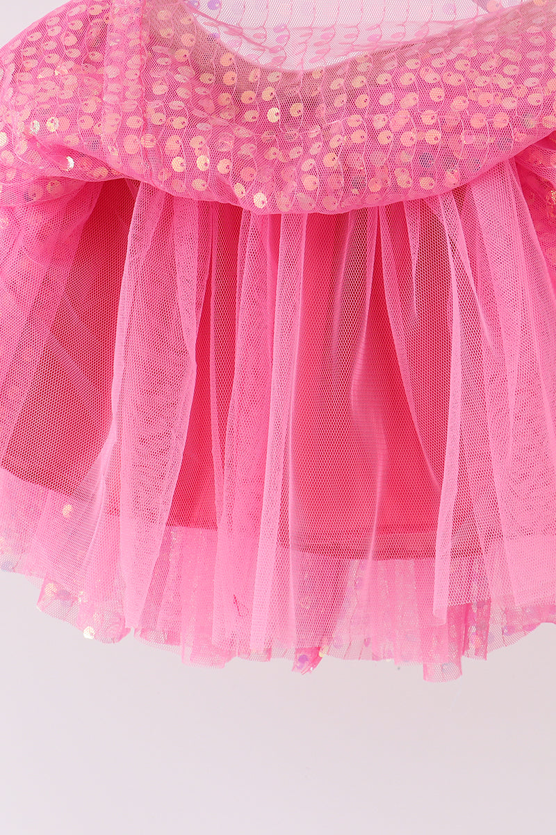 Magenta sequin tulle tutu skirt