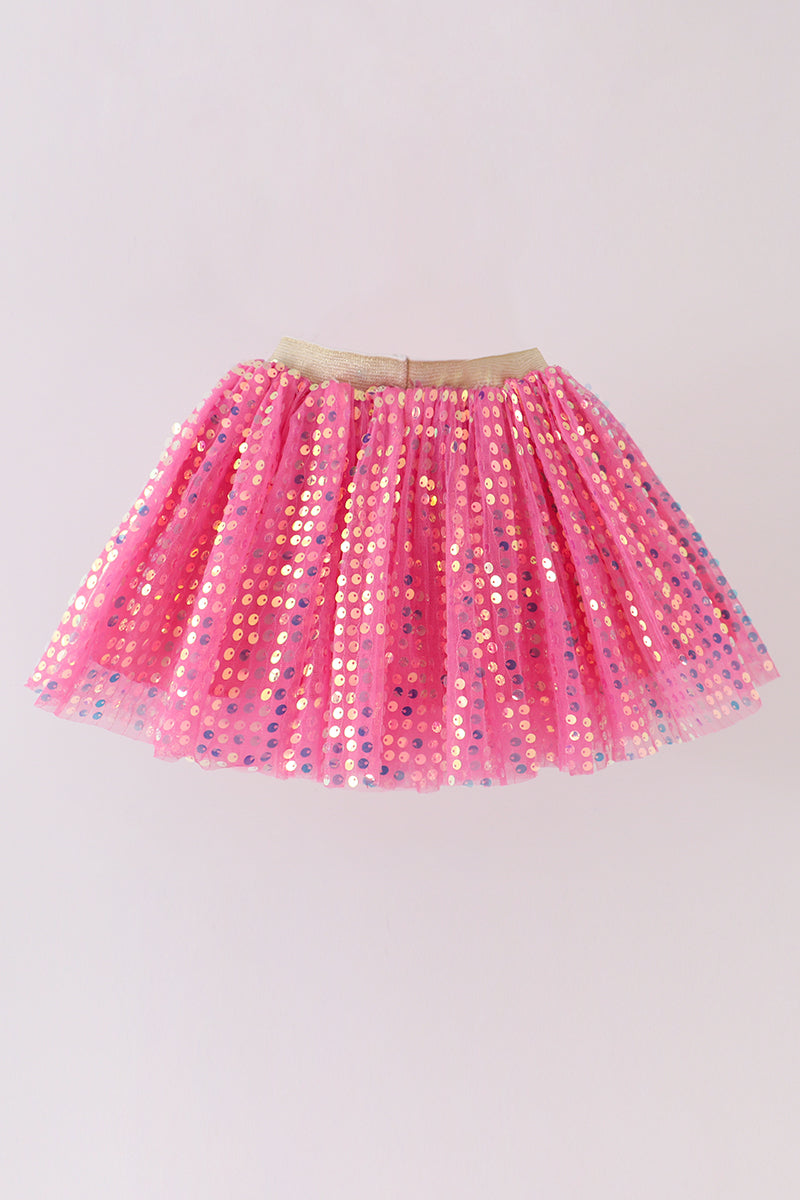 Magenta sequin tulle tutu skirt