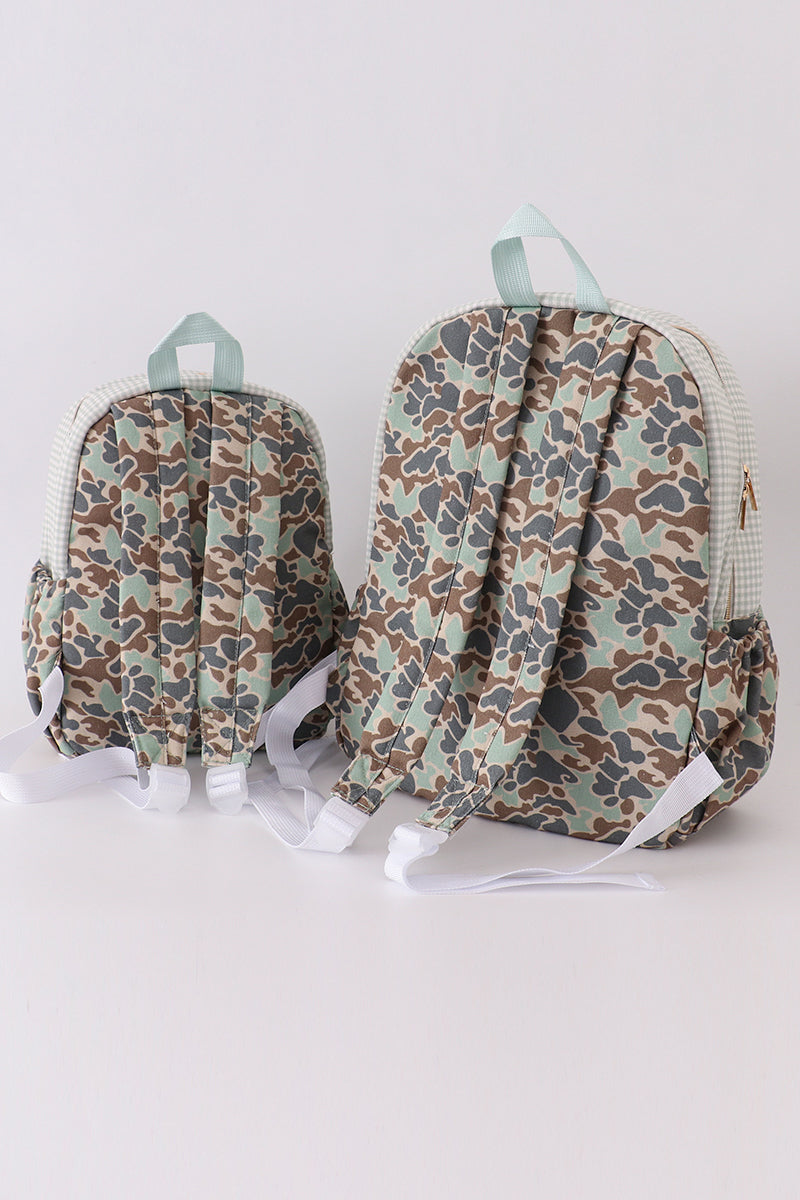 Green camouflage duck applique boy schoolbag