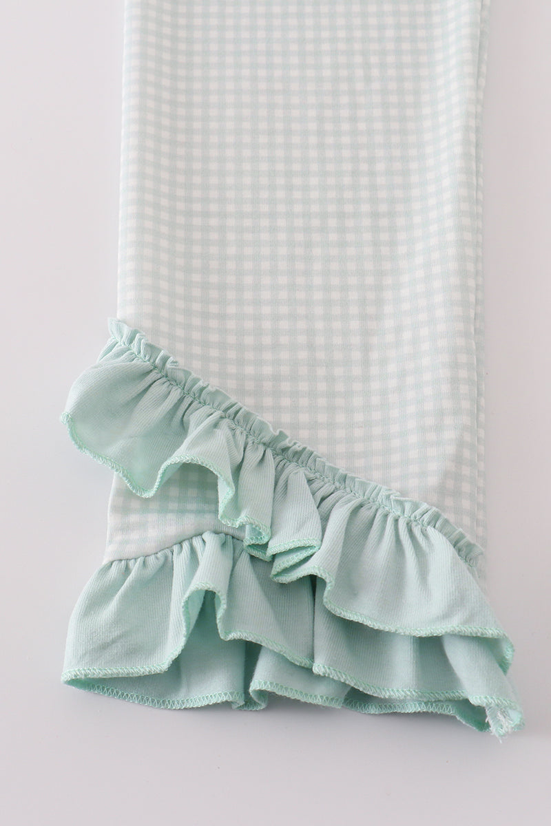 Blue boots embroidery ruffle pants set