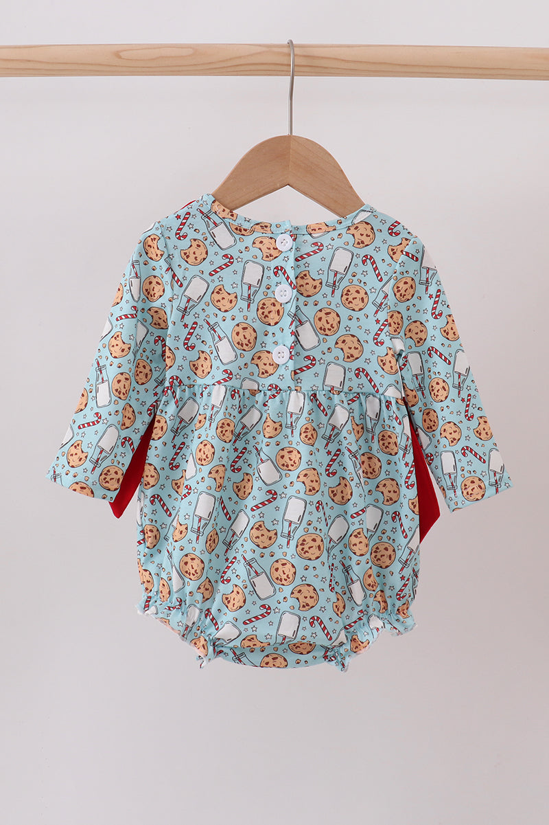 Red santa claus cookie french knot ruffle bubble