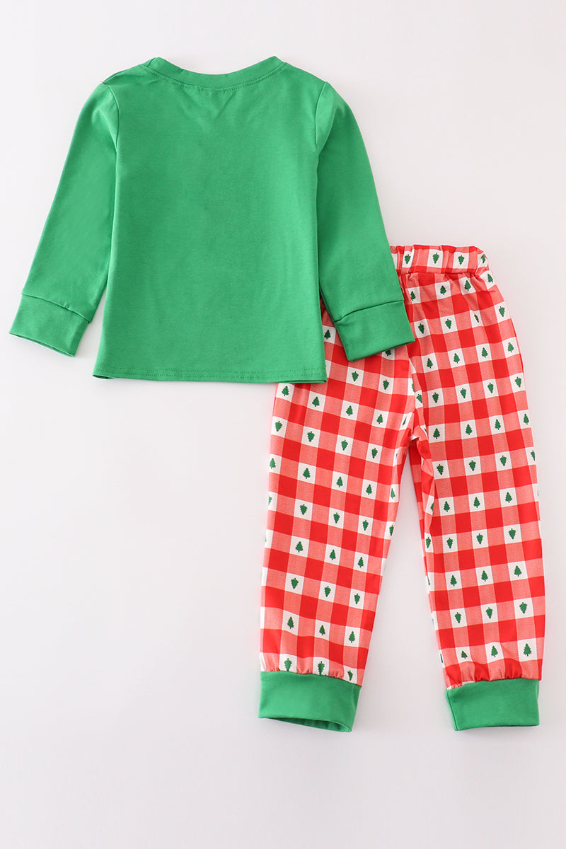 Red christmas tree gingham boy set