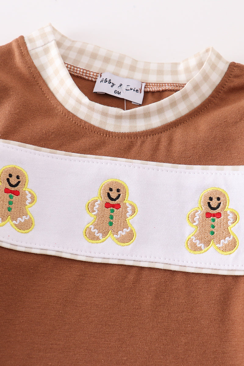 Brown gingerbread embroidery boy bubble