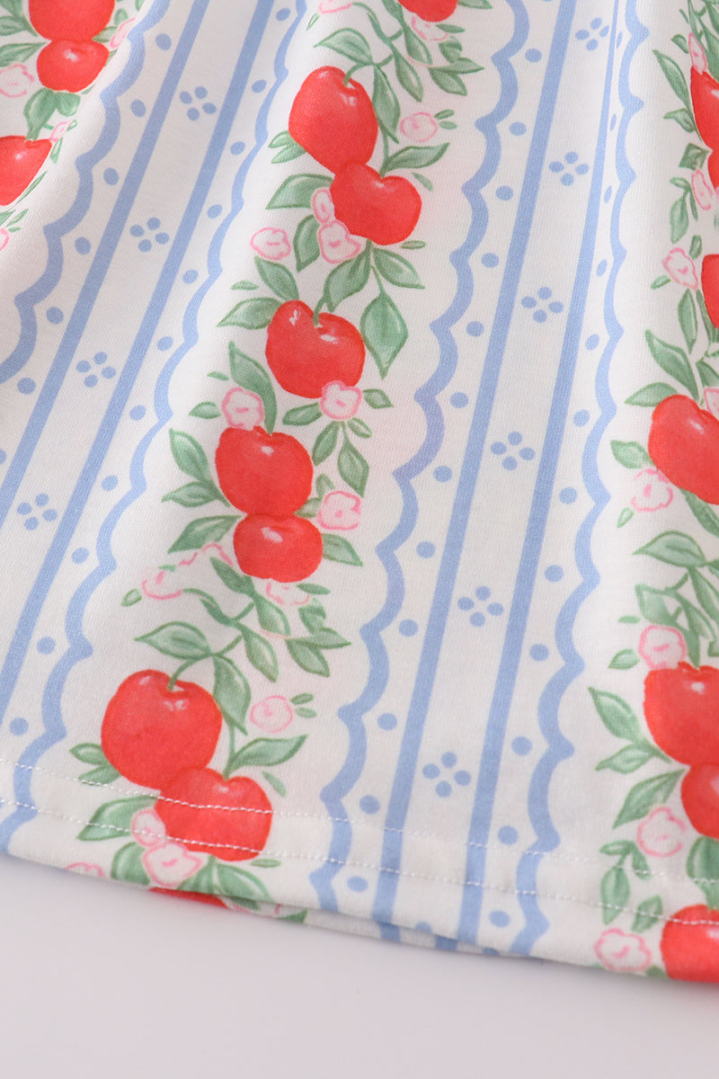 Apple print bow dress