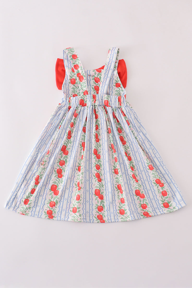 Apple print bow dress