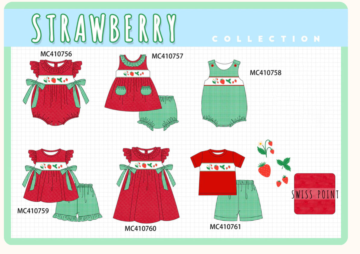 Red Strawberry Embroidery Swiss Dot Collection