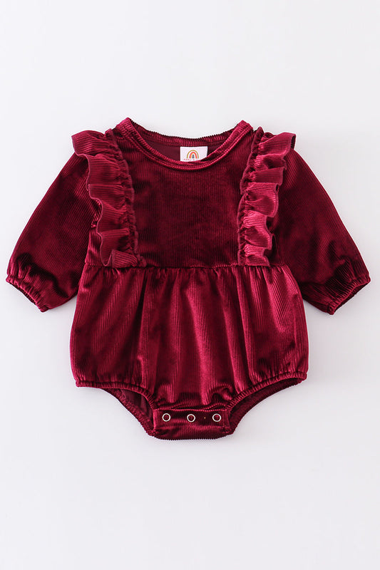 Maroon ruffle velvet bubble