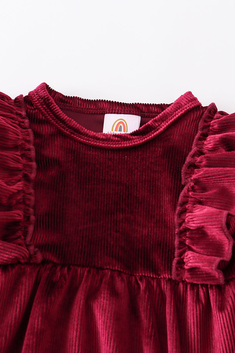 Maroon ruffle velvet bubble