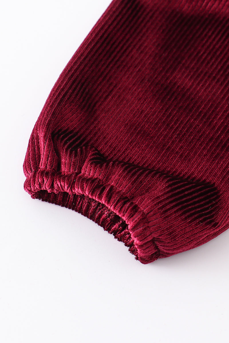 Maroon ruffle velvet bubble