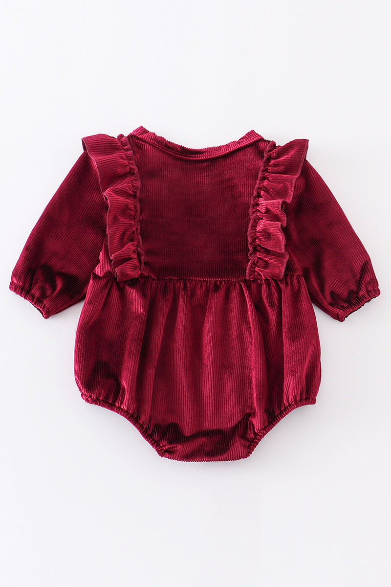 Maroon ruffle velvet bubble