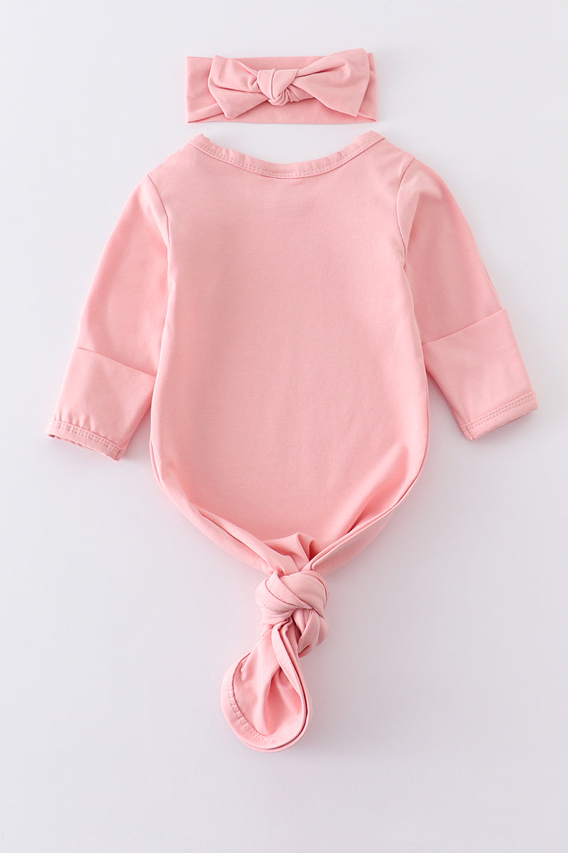 Pink head band baby gown