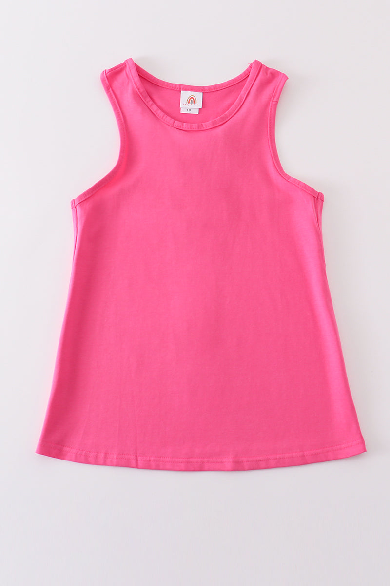 Hot pink blank basic kids teens adult tank top