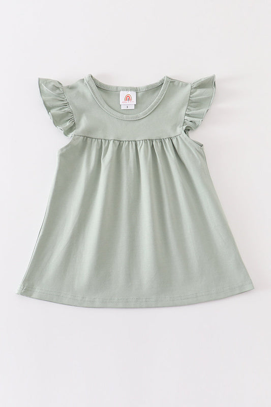 Sage basic ruffle top