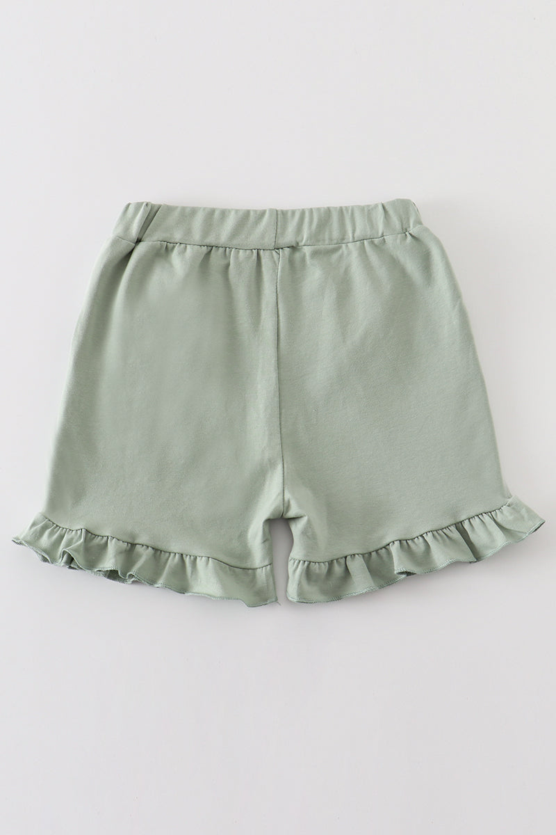 Sage basic ruffle shorts