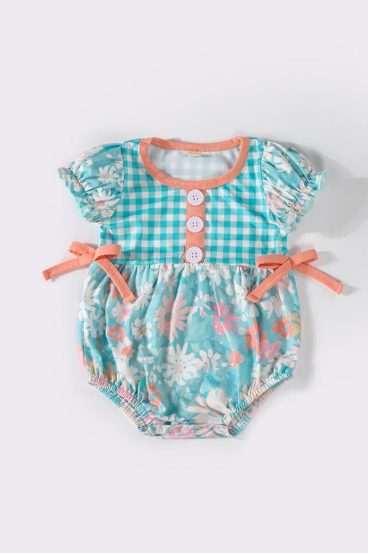 Mint plaid floral bubble