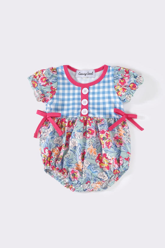 Magenta floral girl ruffle bubble