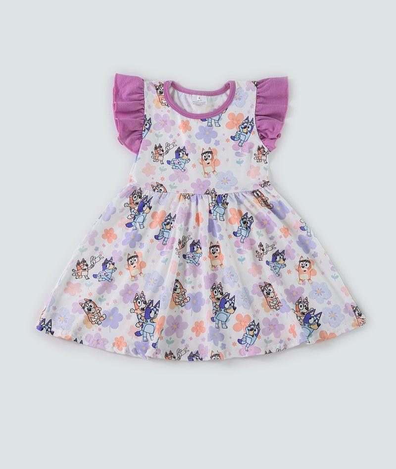 Character print ruffle dress