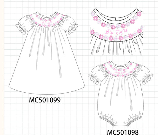 White Floral Big Little Sister Embroidery Collection