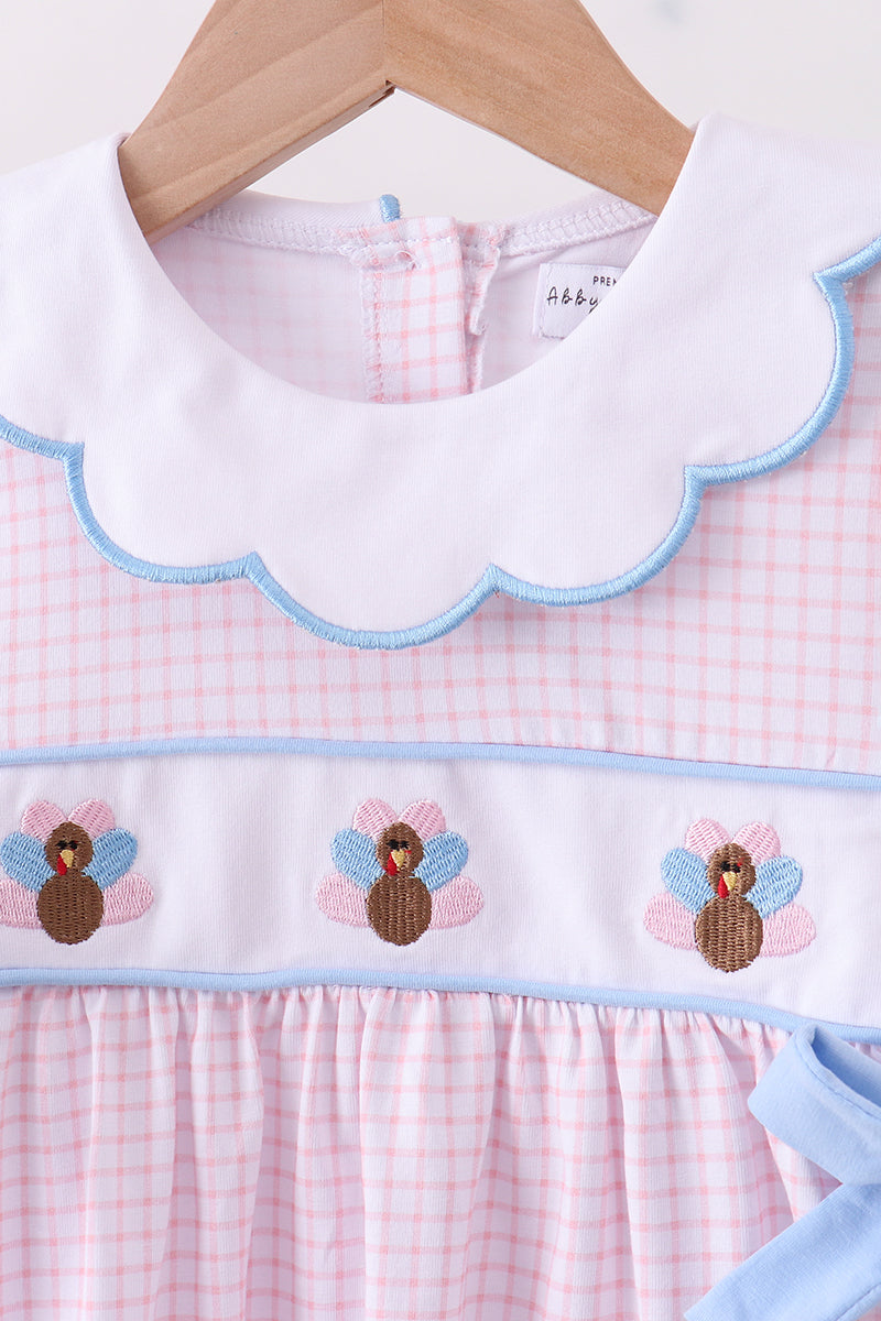 Premium turkey embroidery gingham pants set