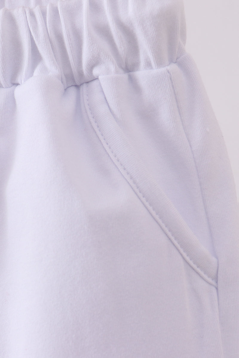 Premium White drawstring shorts