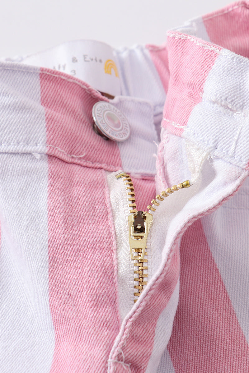 Pink stripe double layered denim jeans