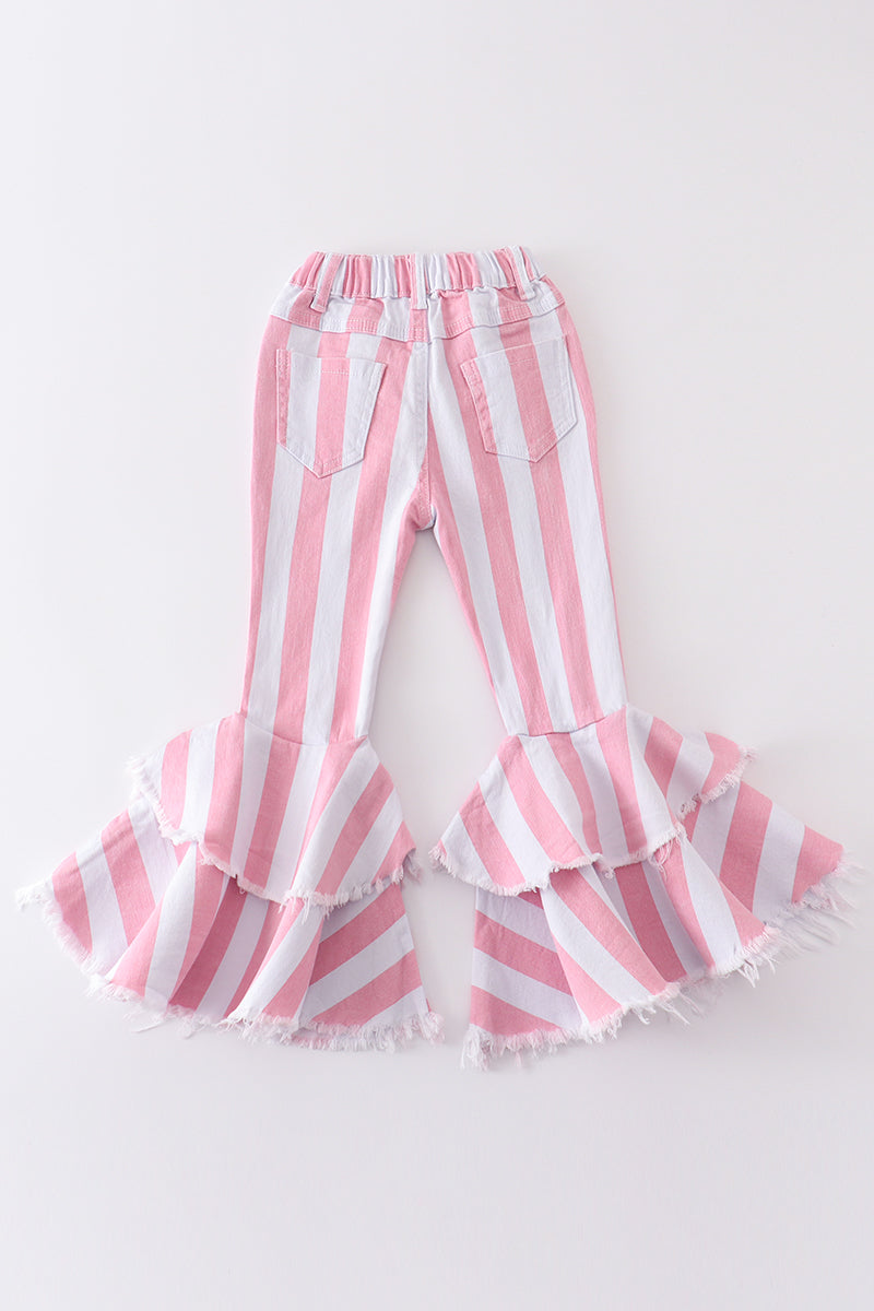 Pink stripe double layered denim jeans