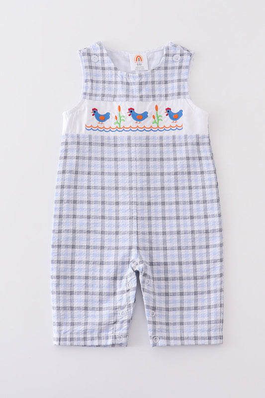 Premium Chicken embroidery plaid boy jonjon