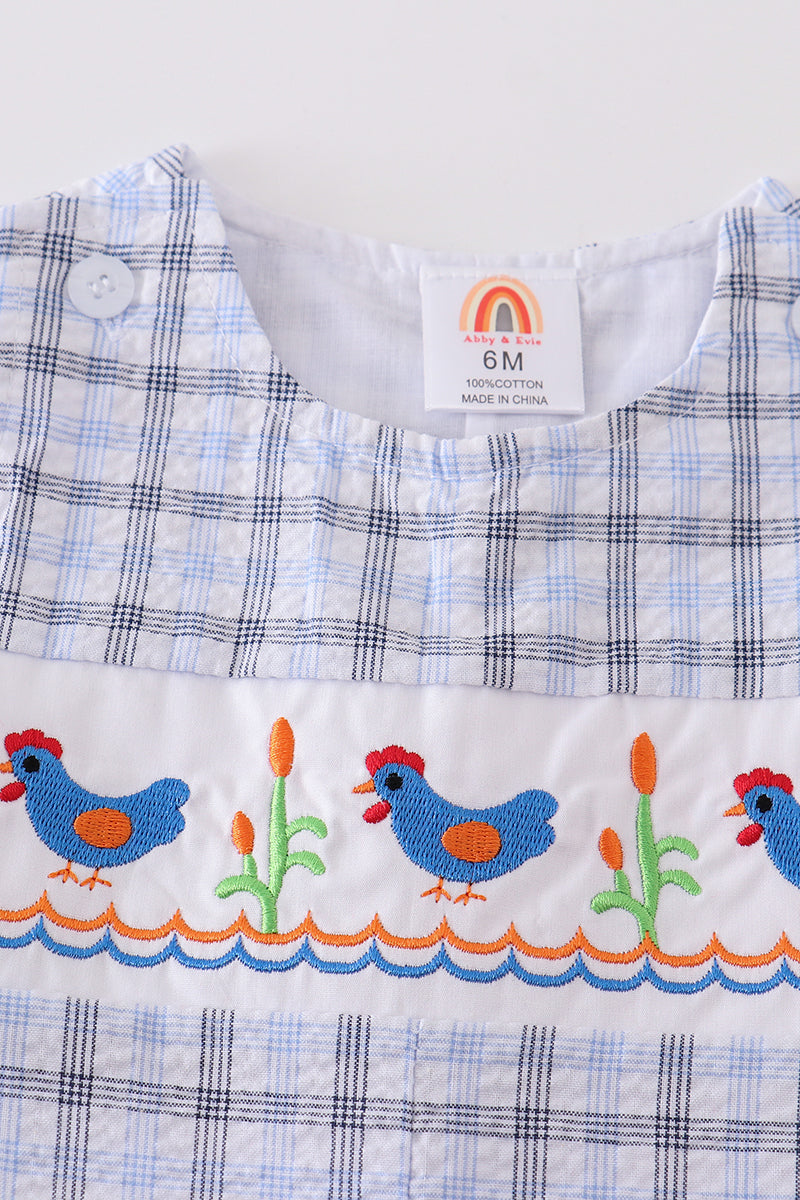 Premium Chicken embroidery plaid boy jonjon