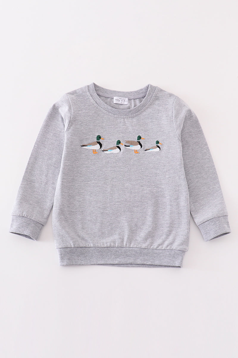 Premium Grey duck embroidery sweatshirt