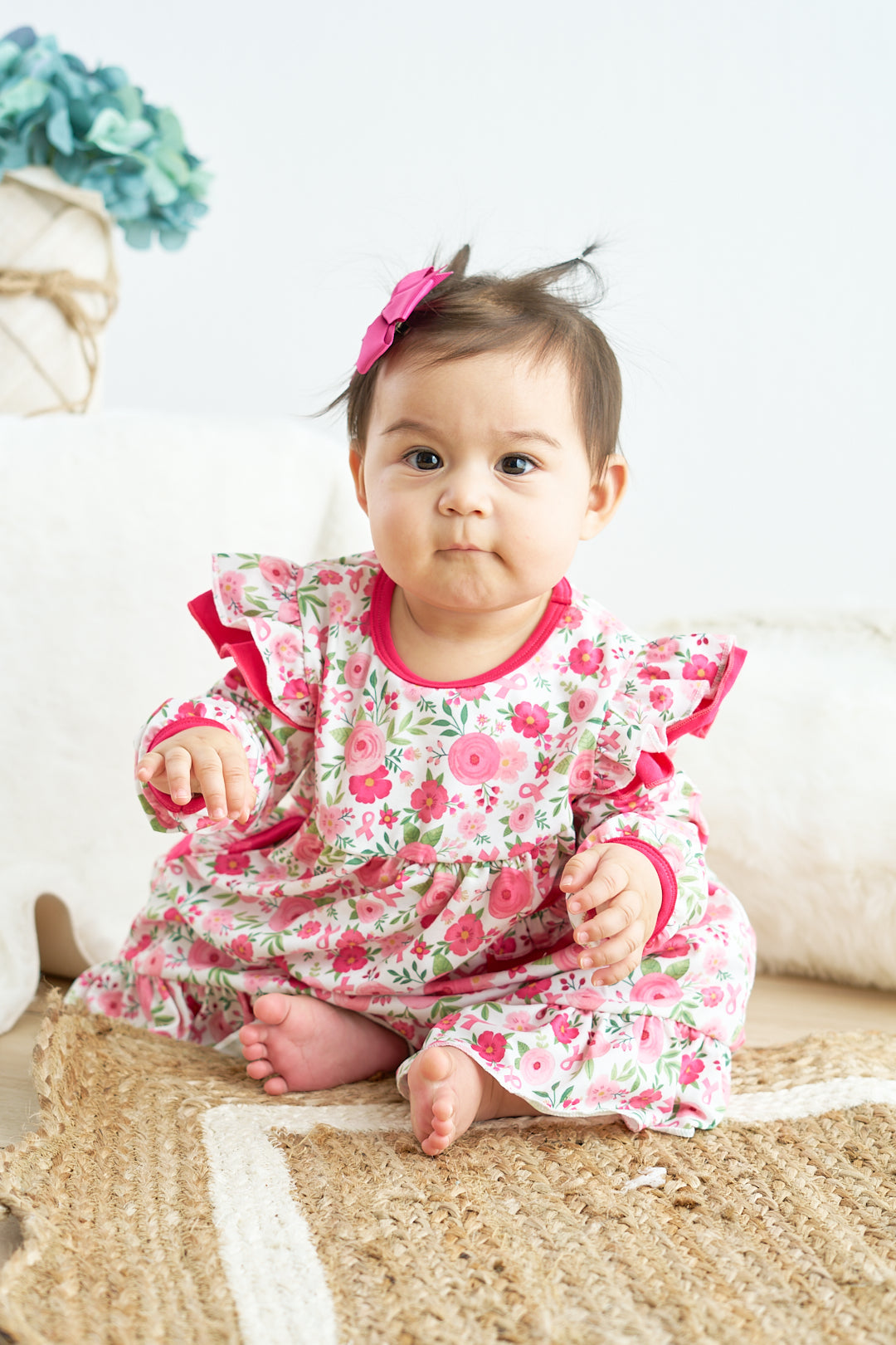 Pink valentine's day print ruffle dress