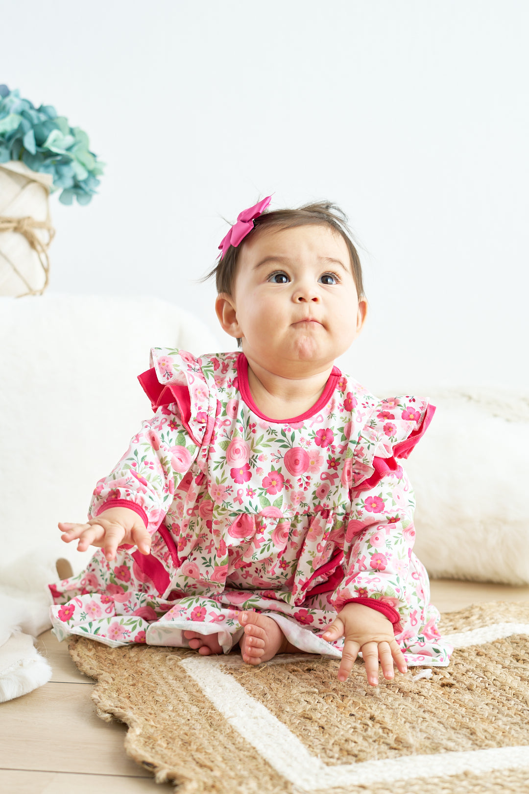 Pink valentine's day print ruffle dress