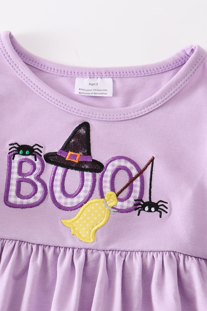 Purple halloween BOO applique girl set