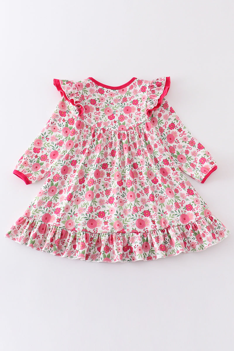 Pink valentine's day print ruffle dress