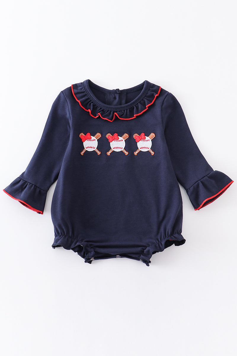 Navy baseball embroidery girl bubble