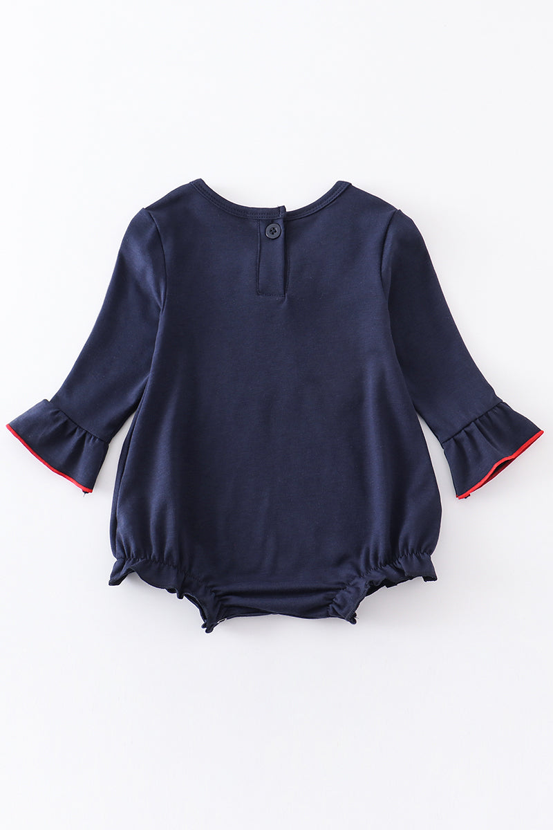 Navy baseball embroidery girl bubble