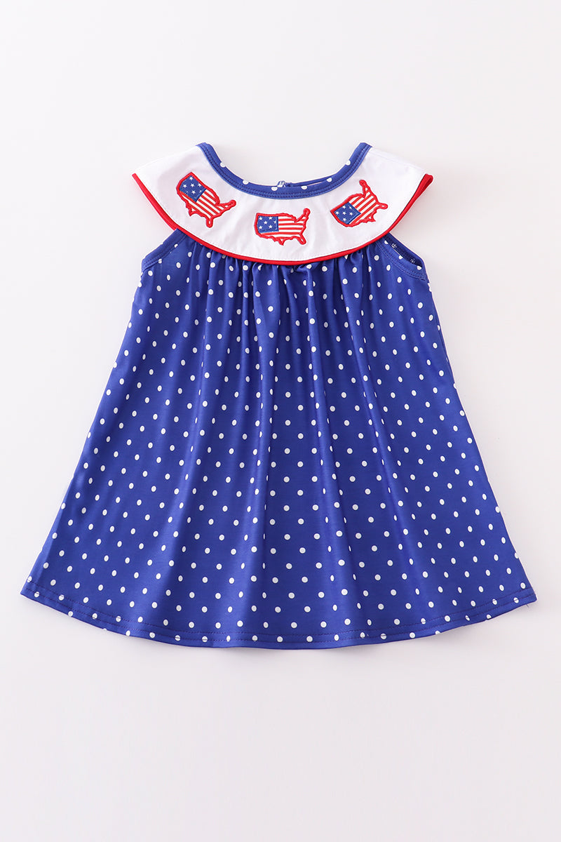 Blue patriotic flag applique dot dress