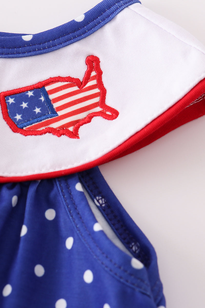 Blue patriotic flag applique dot dress