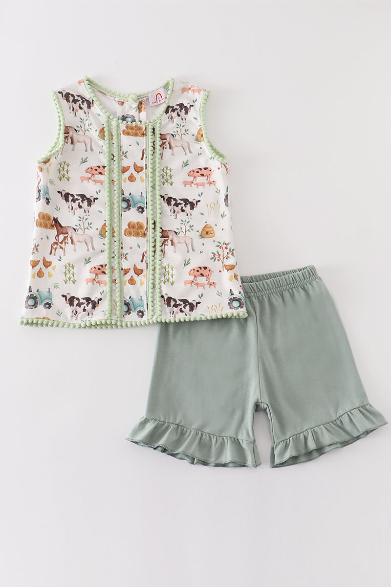 Farm animal print girl set