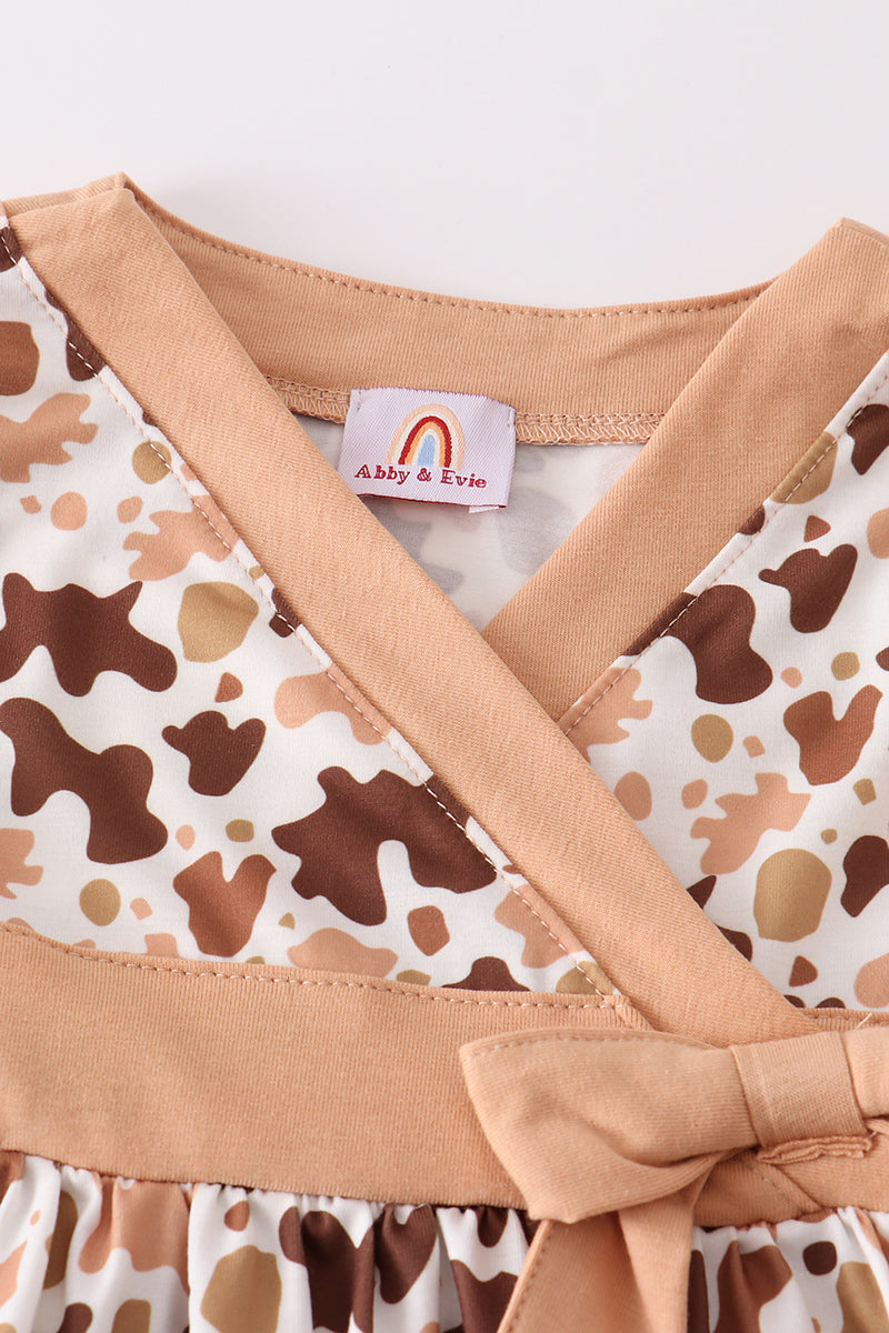 Brown cow print girl dress