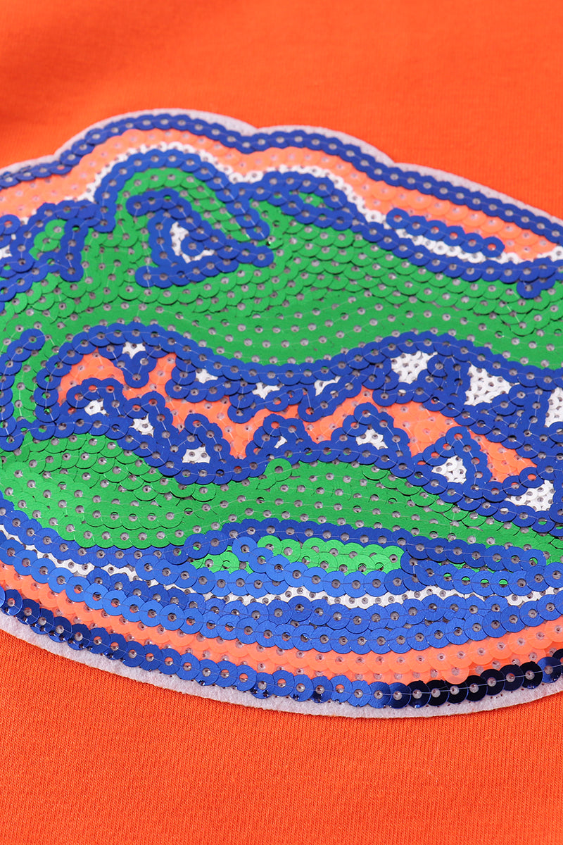 Orange Florida sequin laser skort set