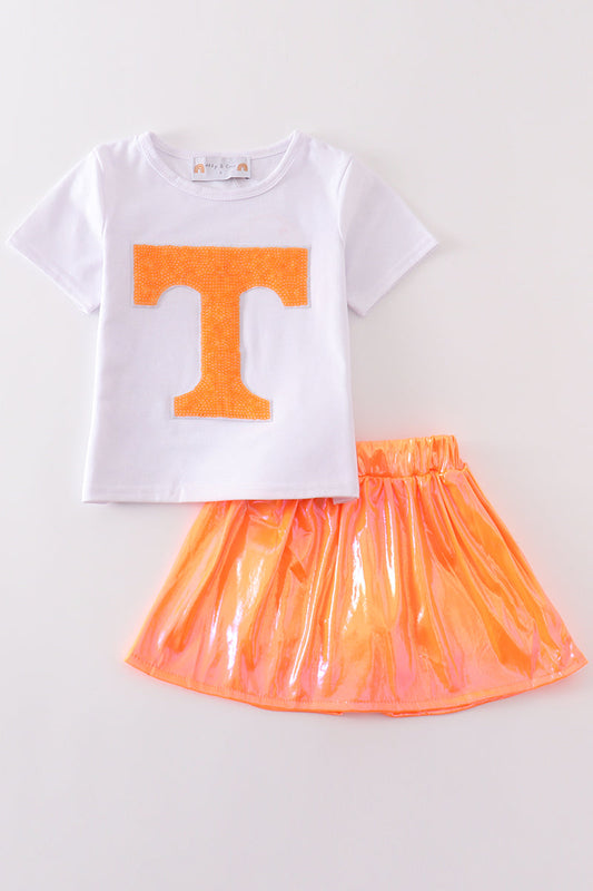 White Tennessee sequin laser skort set